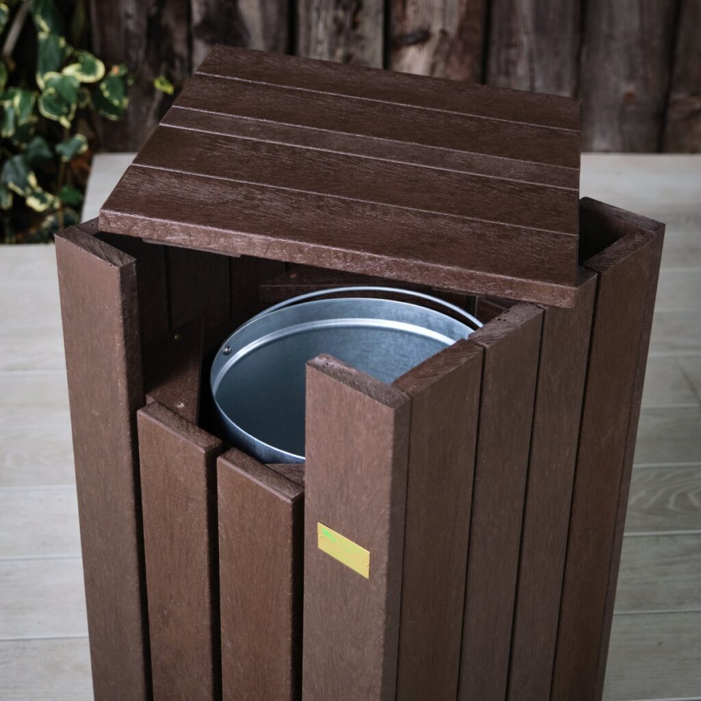 Recycled Plastic Litter Bin - Greendine Range - Woodberry