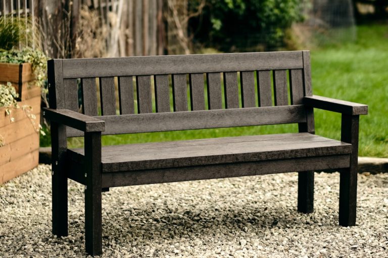 Recycled Plastic Park Bench Greendine Range Woodberry   Recycled Plastic Bench With Wide Armrests 768x512 