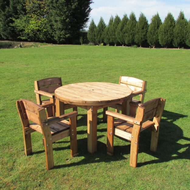 Turret Round Wooden Table and Chairs Set Woodberry