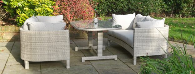 Cream Grey Rattan Luxury sofas and table set | Woodberry