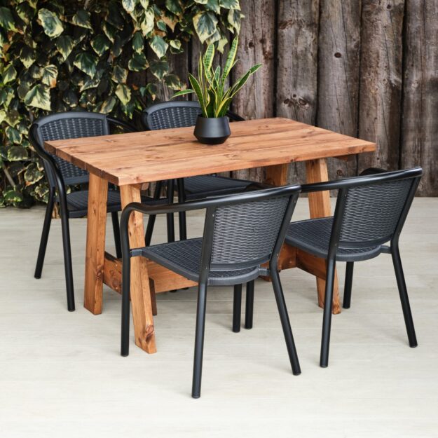 Commercial rectangular outdoor dining table