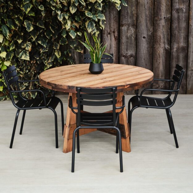 Commercial Round Outdoor Table Chunky Wooden