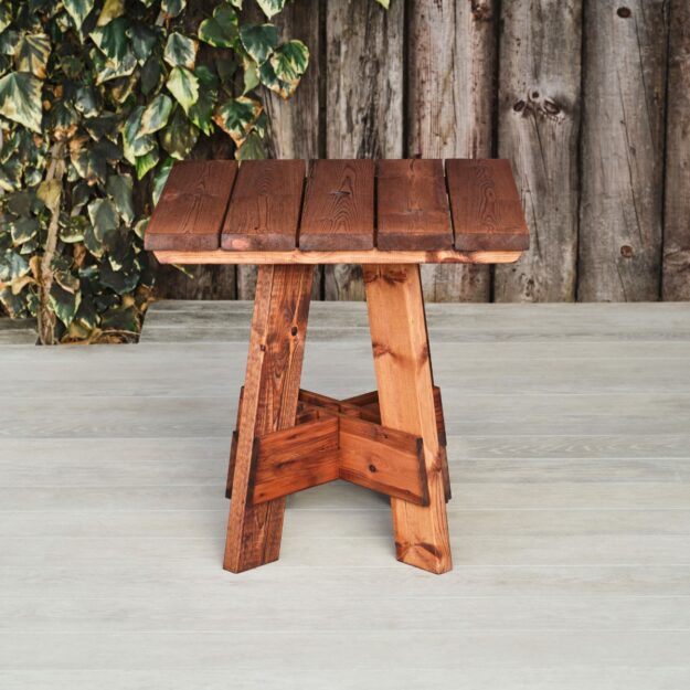 Commercial Square Outdoor Dining Table Chunky Wood