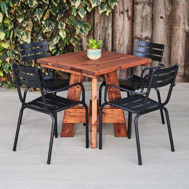 Commercial Square Outdoor Table Chunky Wood