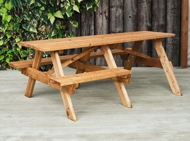 2m disabled access wooden picnic table