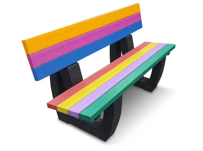 Colourful recycled plastic bench