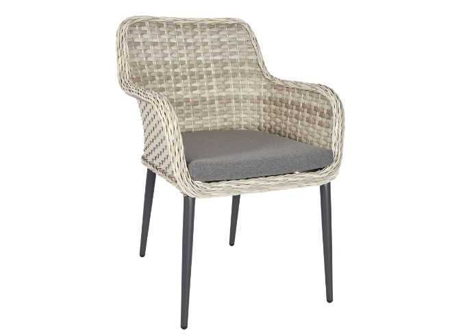 Cream Grey Rattan Dining Chair