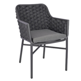 Grey wide weave dining armchair