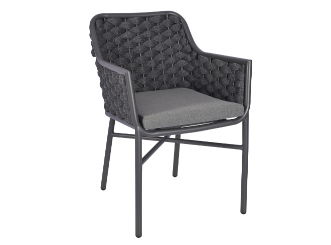 Grey Wide Weave Dining Armchair