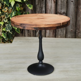 Round Chunky Wood Pedestal Table