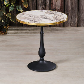 Round Marble Pedestal Table Brass r