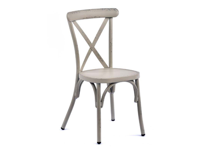 White metal cross back chair