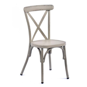 White metal cross back chair