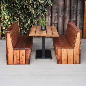 Wooden Booth Benches and Table