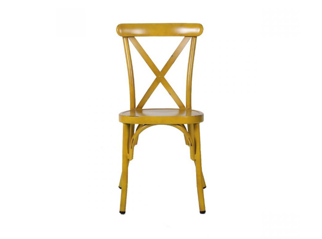 Yellow metal cross back chair