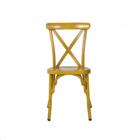 Yellow metal cross back chair