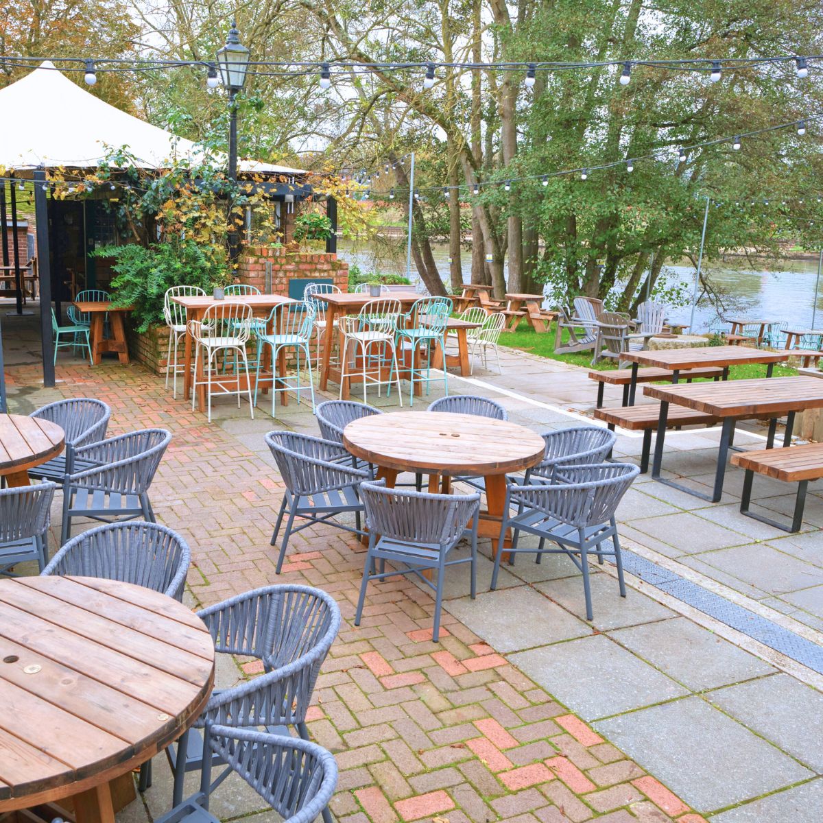 Colourful pub garden