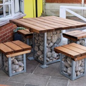 Gabion Table and Stools (1)