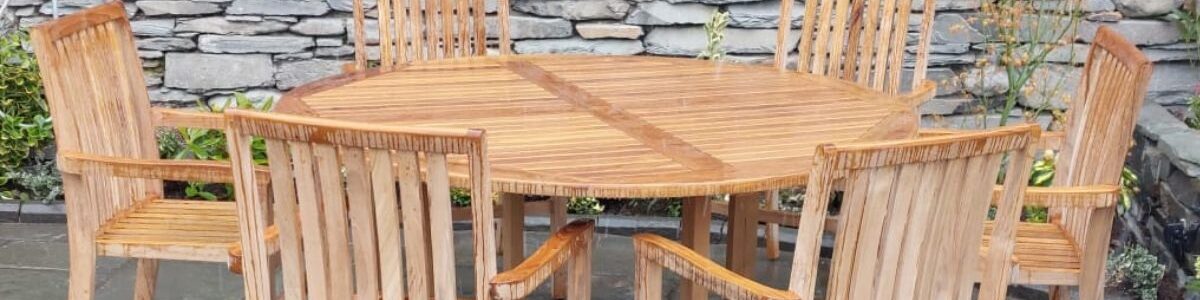 The Crown Inn Coniston Teak Stacking Armchairs and Teak Round Table