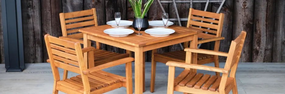 Hardwood Outdoor Dining Table & Chairs - Hexham Range