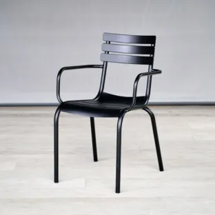 black metal outdoor dining chair