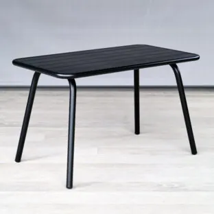 rectangular black metal outdoor table