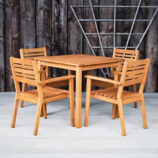 hardwood outdoor dining table and 4 chairs