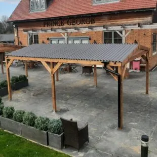 5.3m x 4m wooden gazebo at a pub