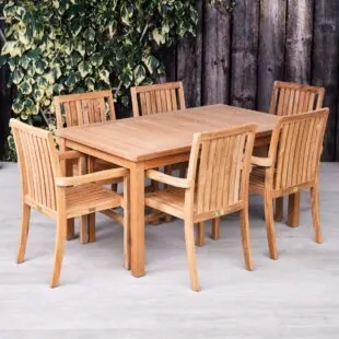 teak wooden rectangular dining table