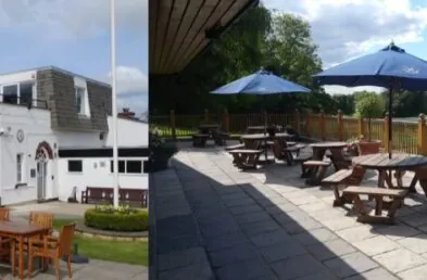 Outdoor tables and chairs at golf club