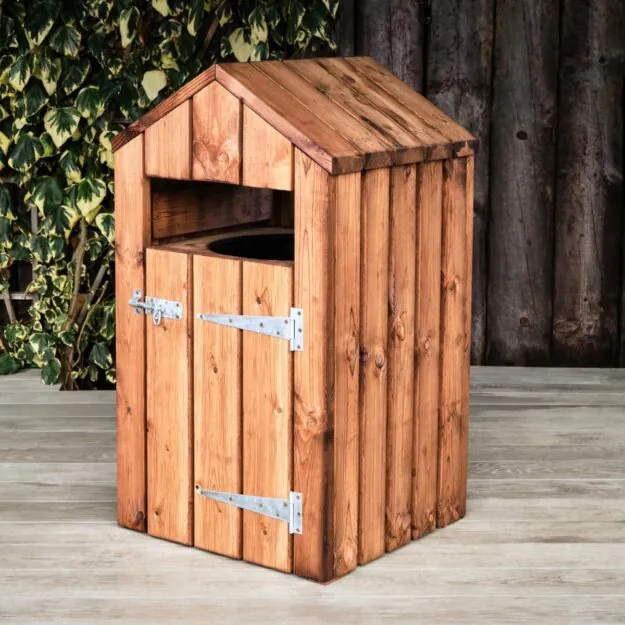 outdoor wooden litter bin