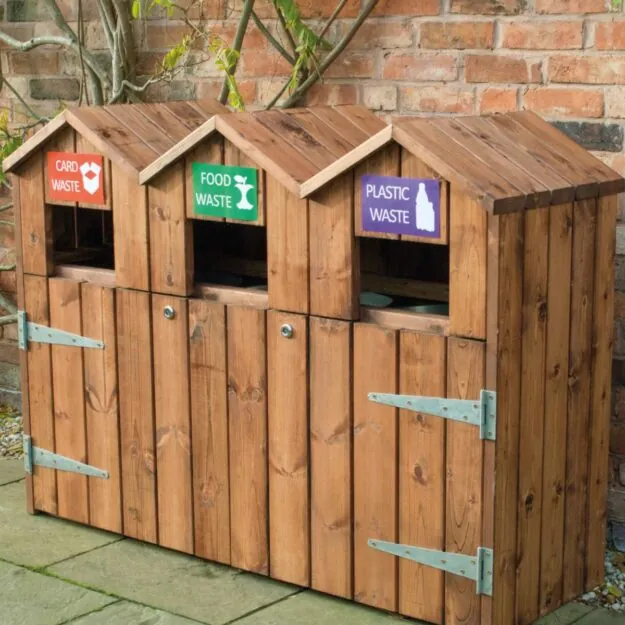 Triple Outdoor Recycling Bin