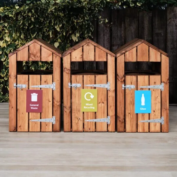 Triple Outdoor Recycling Bin