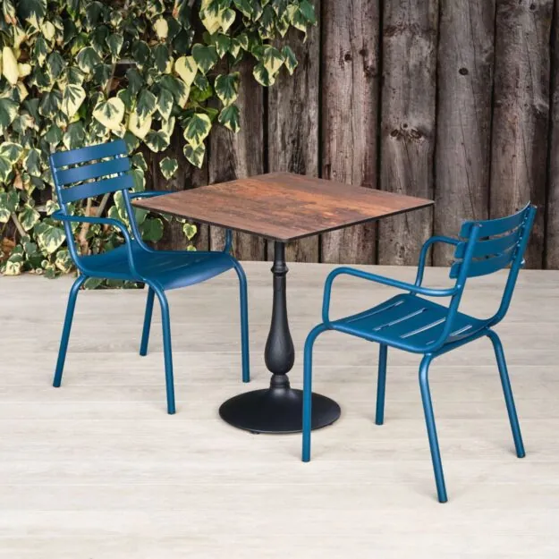 Bronze square pedestal table